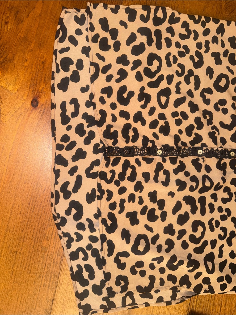 Leopard Print Button-Up Blouse in Tan and Black - Picture 6 of 10